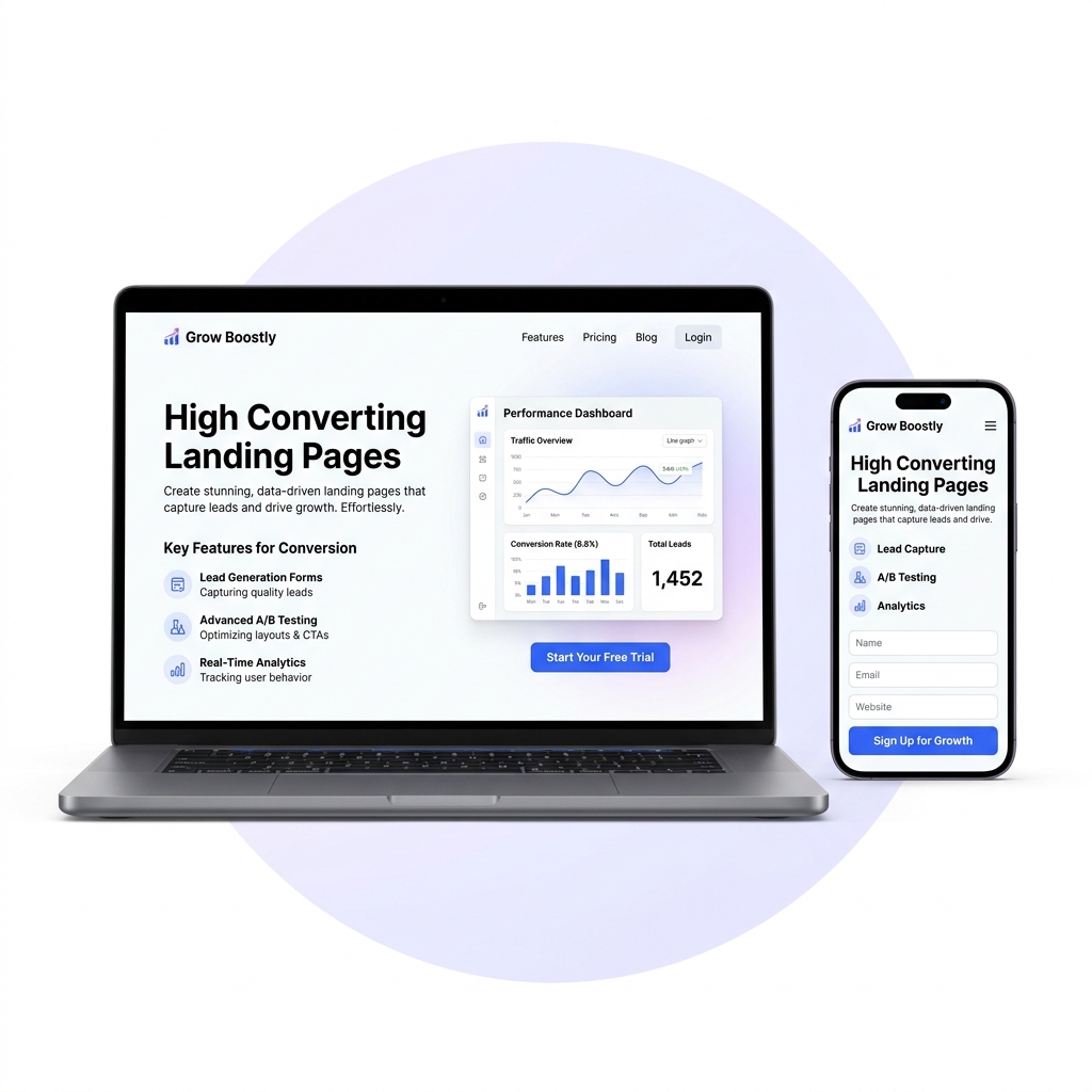 Landing Page Development Mockup